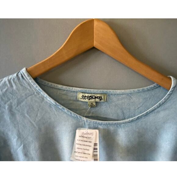 Corseted/Lace up Hem Faux Denim Shirt- Size XL - Picture 4 of 6